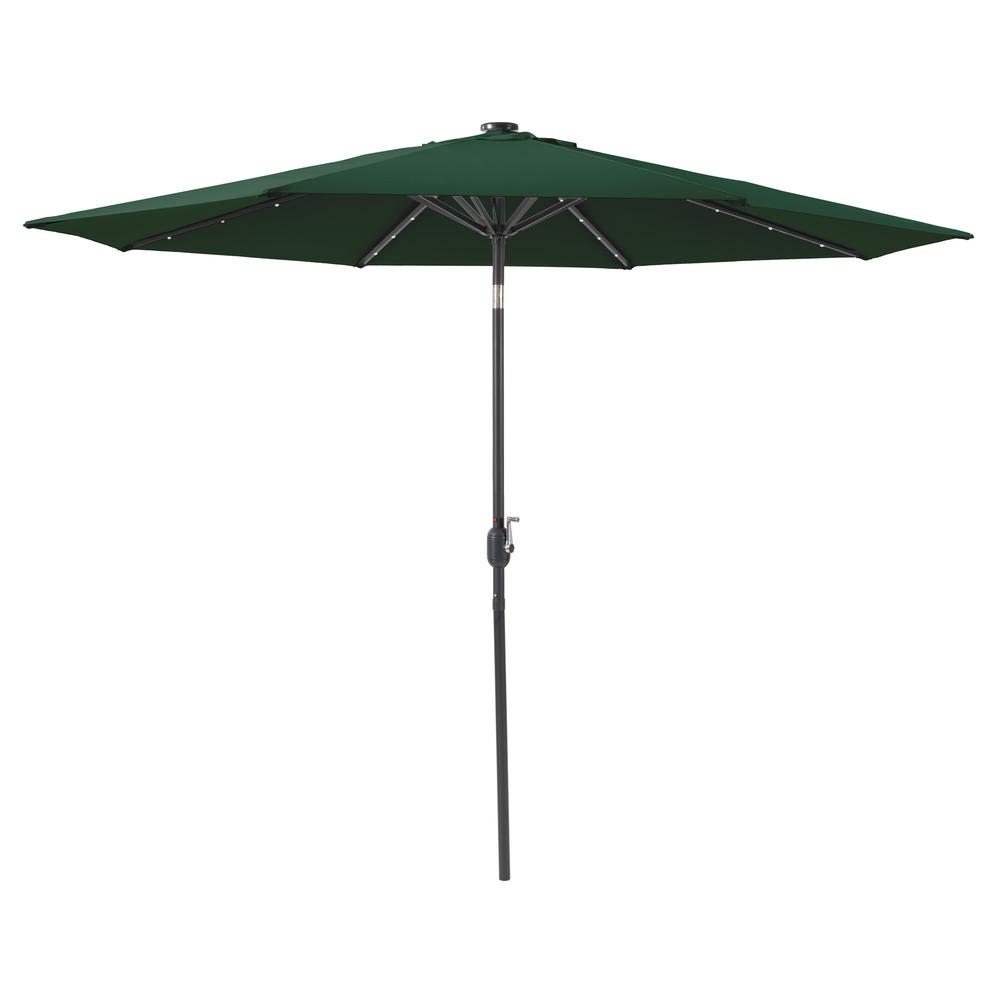 CorLiving Dark Green LED Light Tilting Patio Umbrella. Picture 1