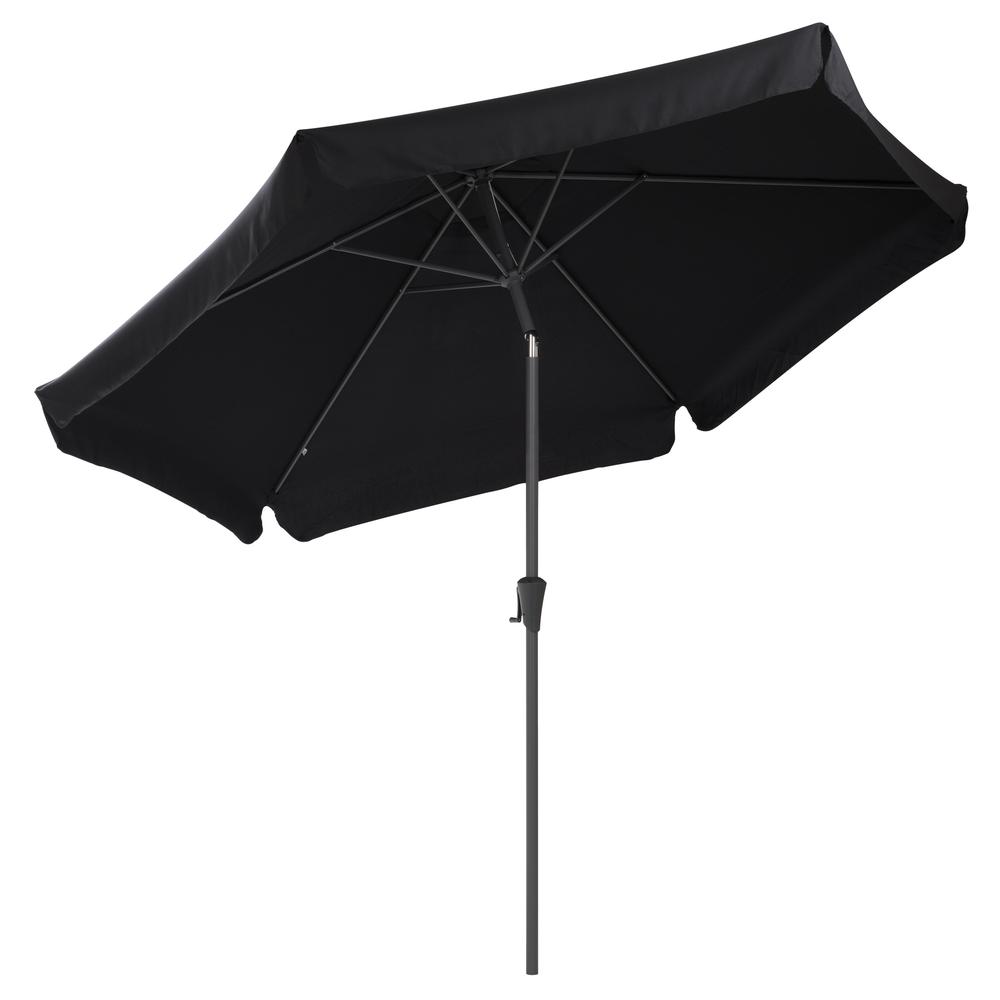 10ft Round Tilting Black Patio Umbrella and Round Umbrella Base. Picture 7