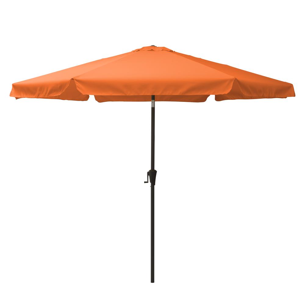 10ft Round Tilting Orange Patio Umbrella and Round Umbrella Base. Picture 3