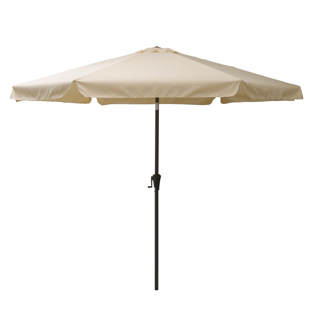 10ft Round Tilting Warm White Patio Umbrella and Round Umbrella Base. Picture 3