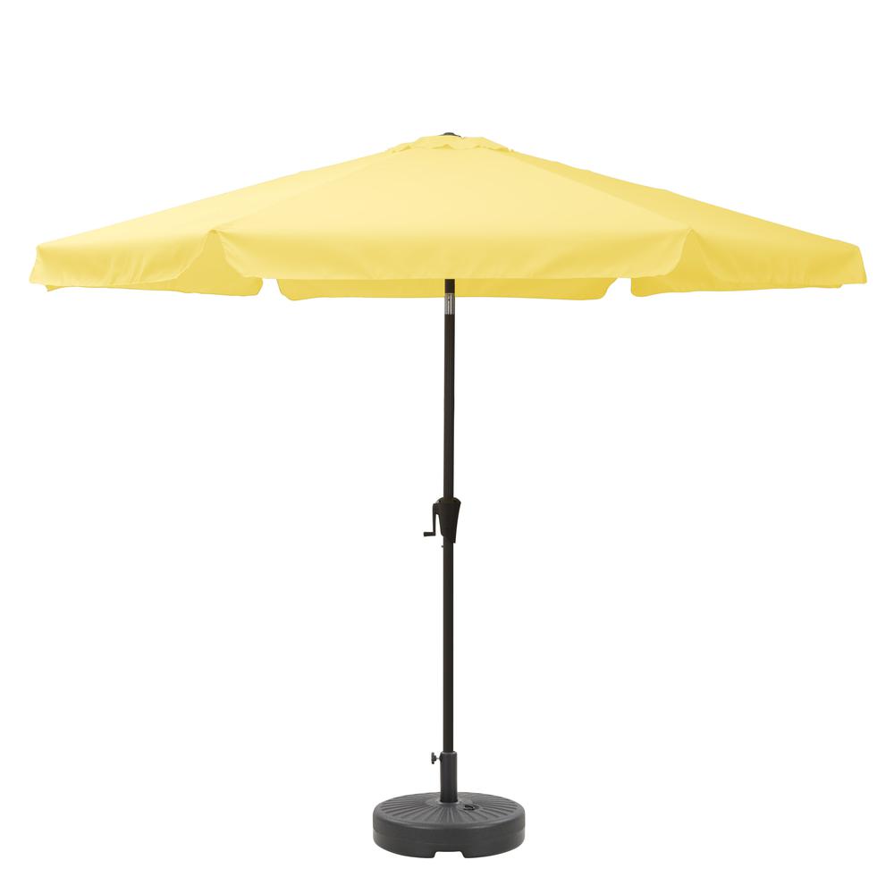 10ft Round Tilting Yellow Patio Umbrella and Round Umbrella Base. Picture 1