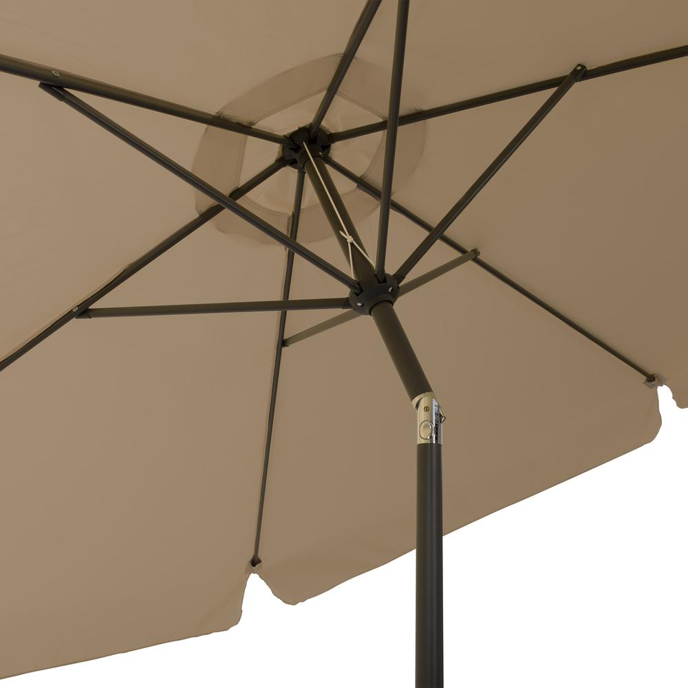 10ft Round Tilting Sandy Brown Patio Umbrella and Round Umbrella Base. Picture 9