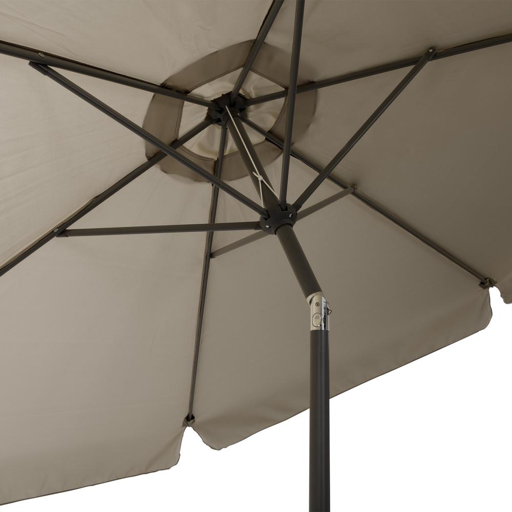 10ft Round Tilting Sand Grey Patio Umbrella and Round Umbrella Base. Picture 9