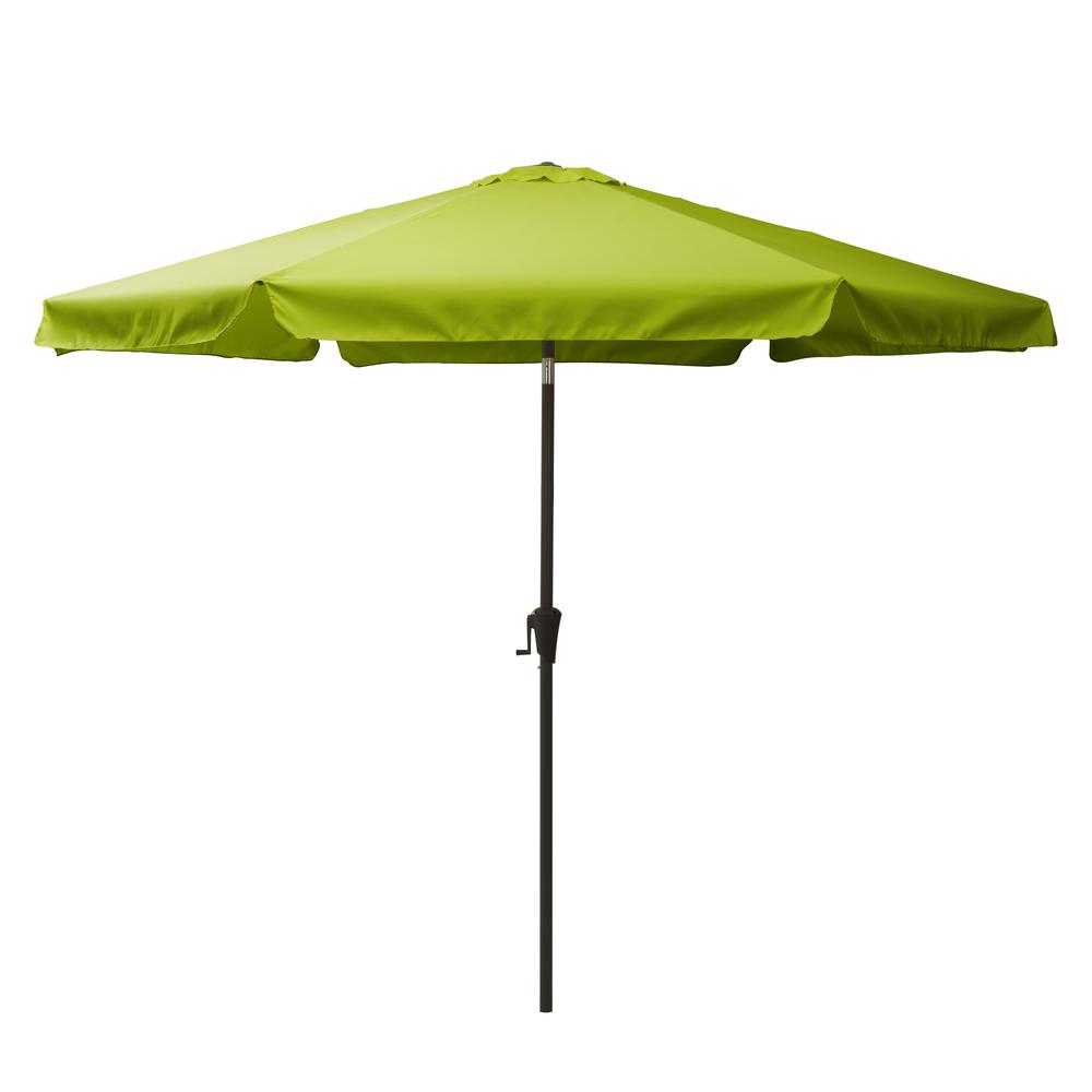10ft Round Tilting Lime Green Patio Umbrella and Round Umbrella Base. Picture 3