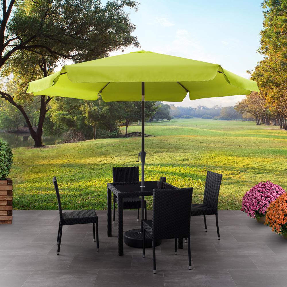 10ft Round Tilting Lime Green Patio Umbrella and Round Umbrella Base. Picture 2