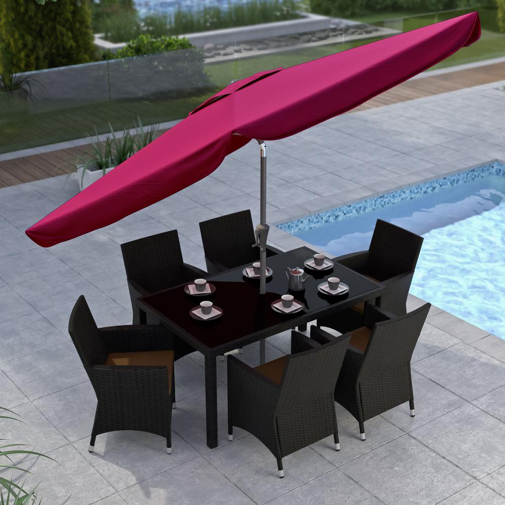 Tilting Patio Umbrella in Wine Red. Picture 3
