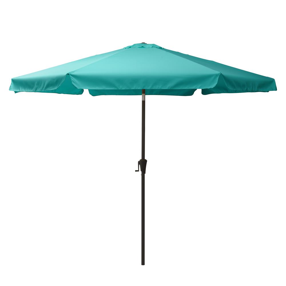 10ft Round Tilting Turquoise Blue Patio Umbrella and Round Umbrella Base. Picture 3