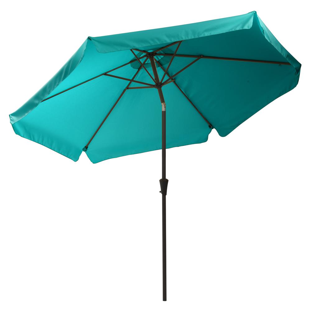 10ft Round Tilting Turquoise Blue Patio Umbrella and Round Umbrella Base. Picture 7
