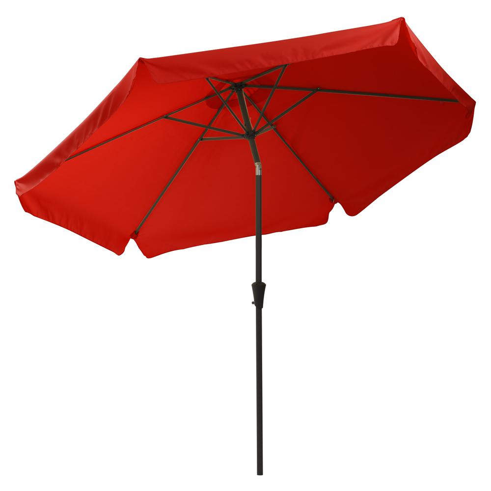 10ft Round Tilting Crimson Red Patio Umbrella and Round Umbrella Base. Picture 7