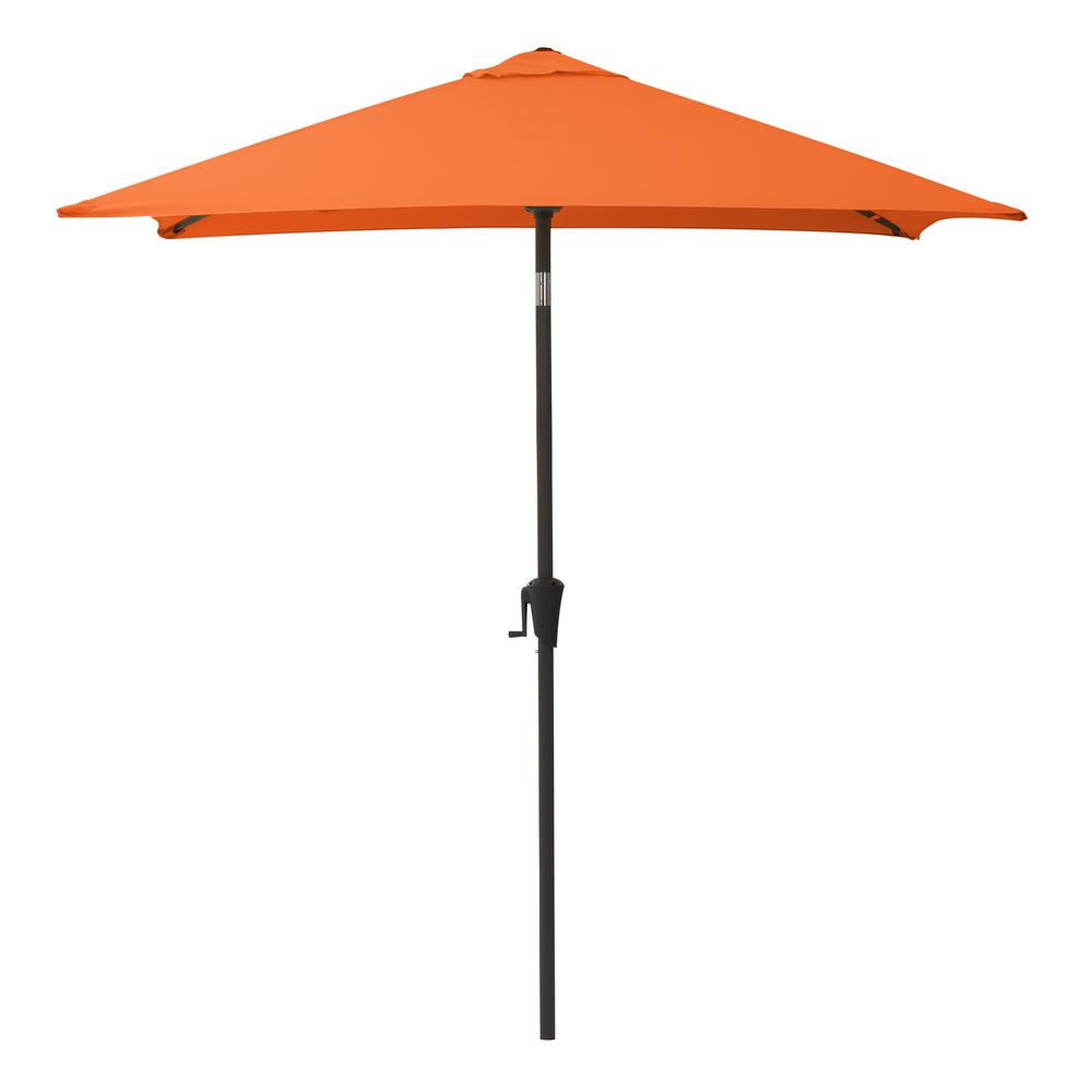 9ft Square Tilting Orange Patio Umbrella with Umbrella Base. Picture 3