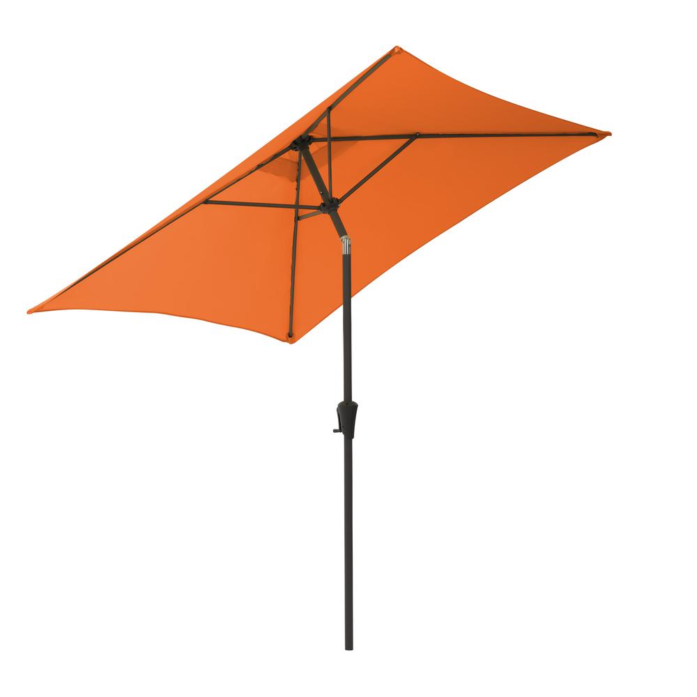 9ft Square Tilting Orange Patio Umbrella with Umbrella Base. Picture 7