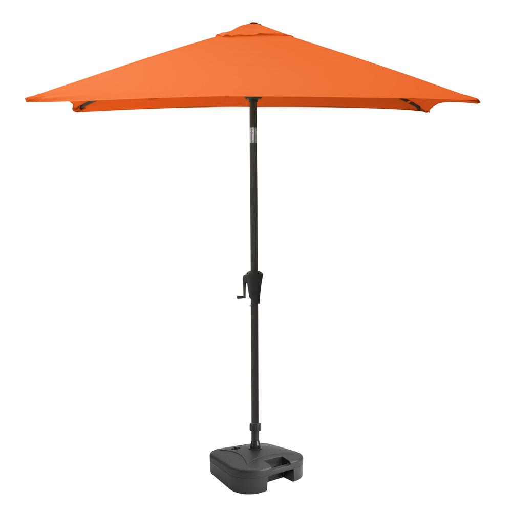 9ft Square Tilting Orange Patio Umbrella with Umbrella Base. Picture 1