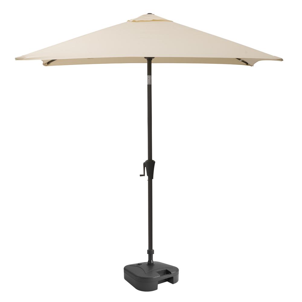 9ft Square Tilting Warm White Patio Umbrella with Umbrella Base. Picture 1