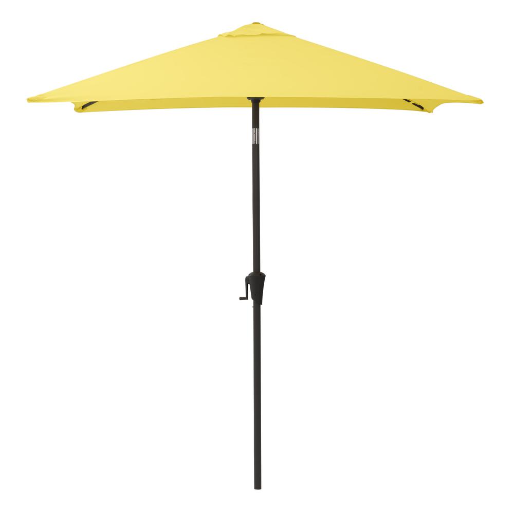 9ft Square Tilting Yellow Patio Umbrella with Umbrella Base. Picture 3