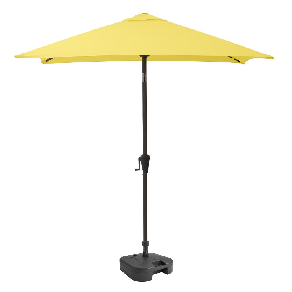 9ft Square Tilting Yellow Patio Umbrella with Umbrella Base. Picture 1