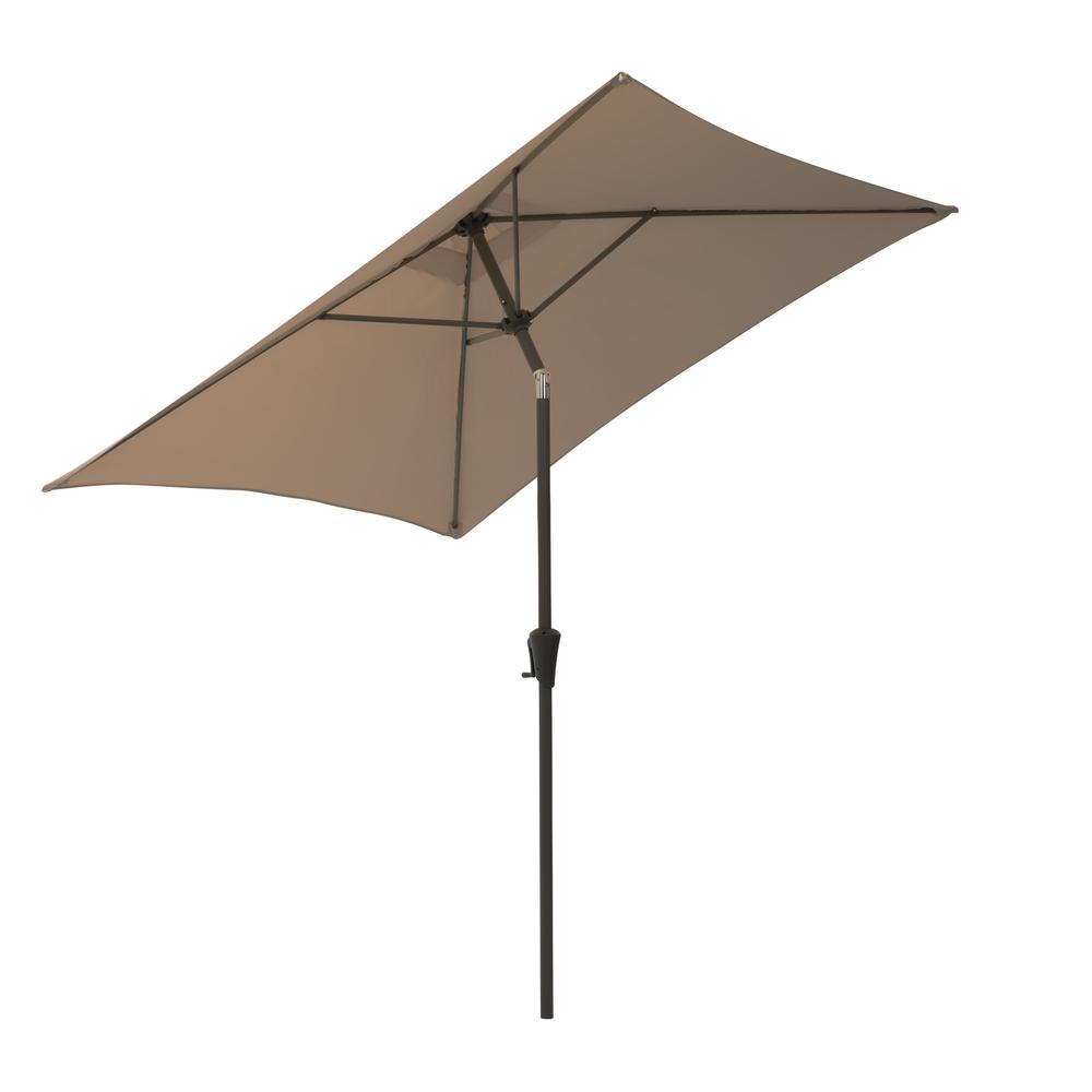 9ft Square Tilting Sandy Brown Patio Umbrella with Umbrella Base. Picture 7