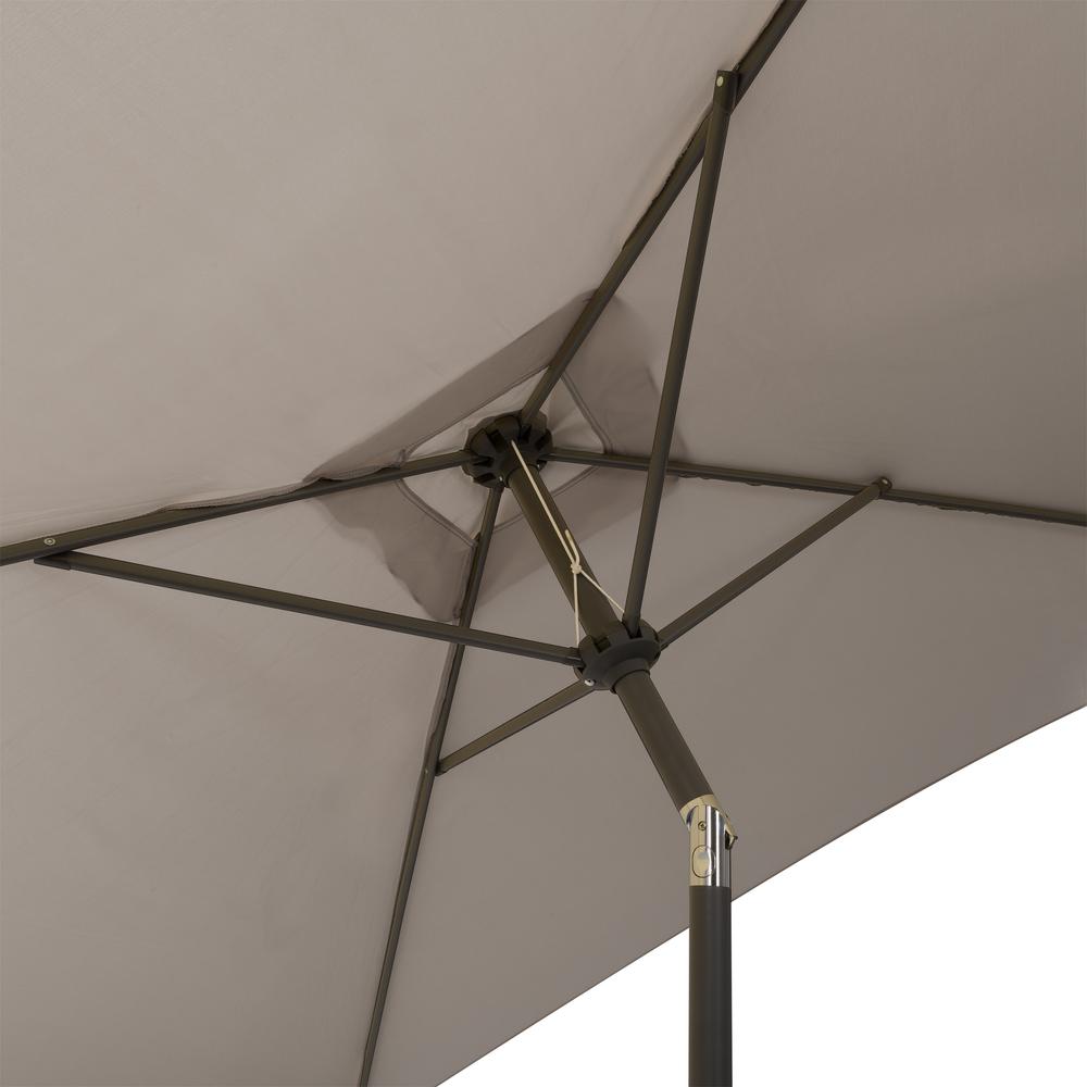 9ft Square Tilting Sand Grey Patio Umbrella with Umbrella Base. Picture 9