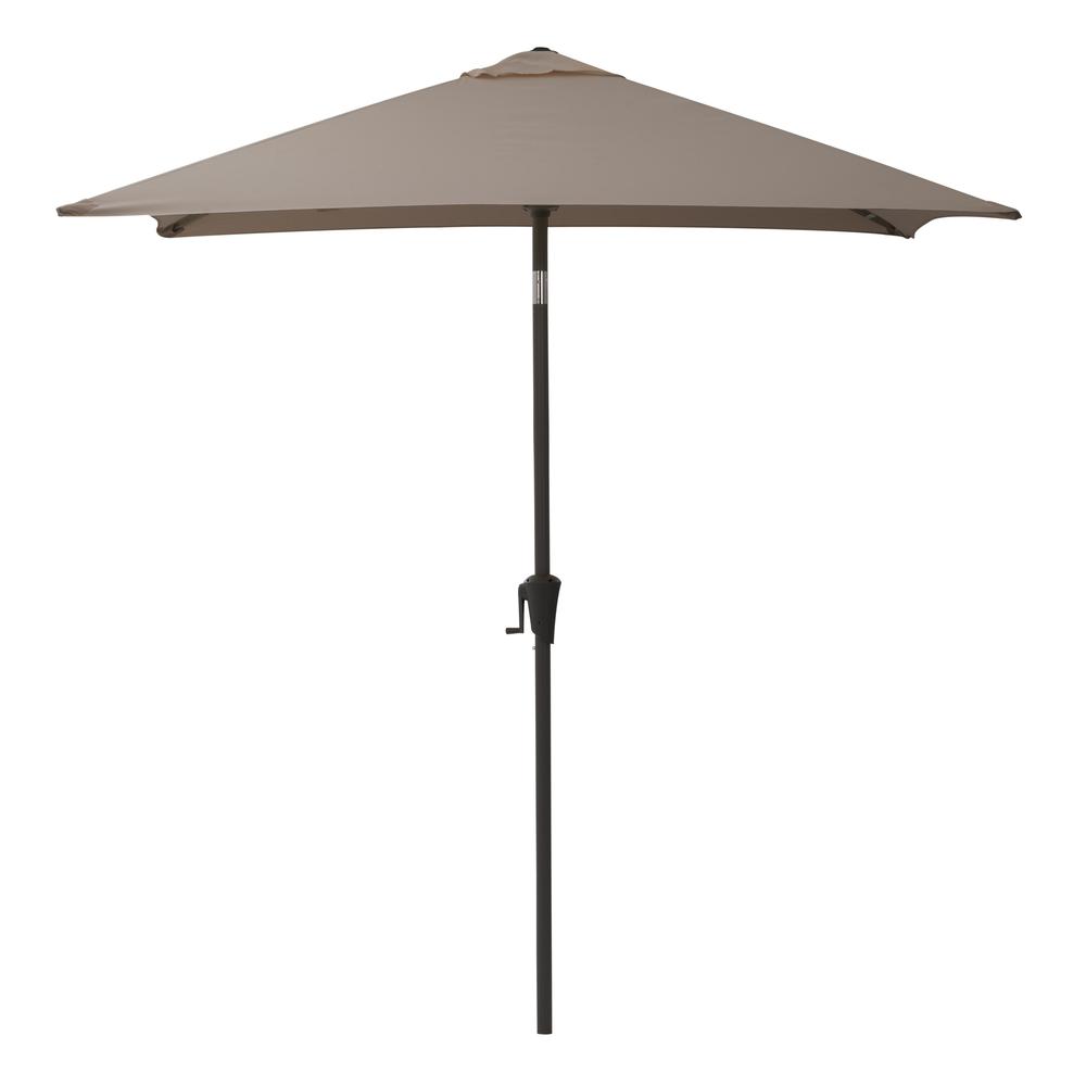 9ft Square Tilting Sand Grey Patio Umbrella with Umbrella Base. Picture 3
