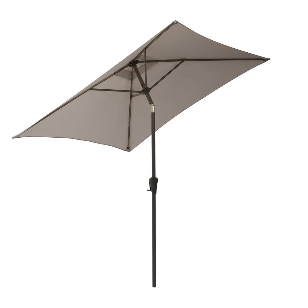 9ft Square Tilting Sand Grey Patio Umbrella with Umbrella Base. Picture 7
