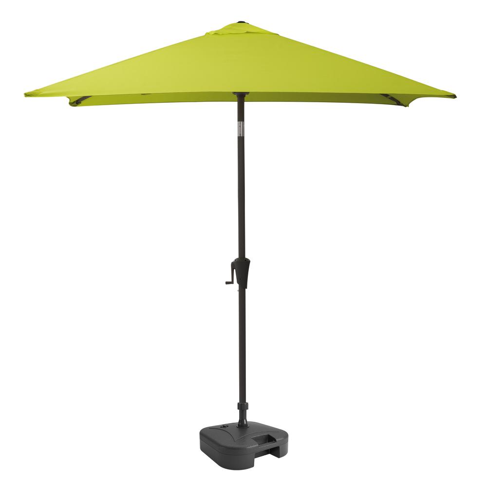 9ft Square Tilting Lime Green Patio Umbrella with Umbrella Base. Picture 1
