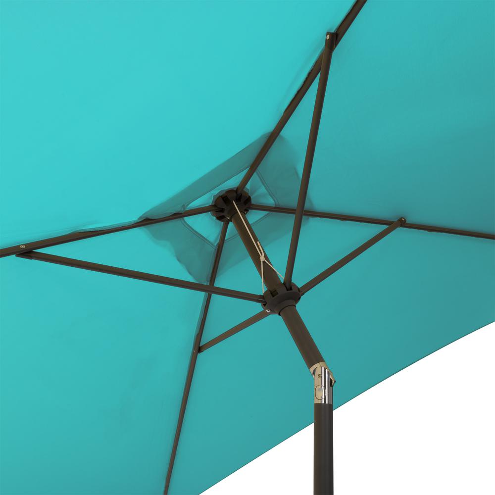 9ft Square Tilting Turquoise Blue Patio Umbrella with Umbrella Base. Picture 9
