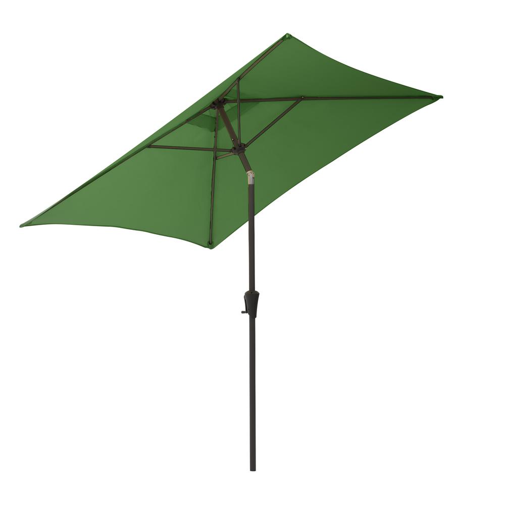9ft Square Tilting Forest Green Patio Umbrella with Umbrella Base. Picture 7