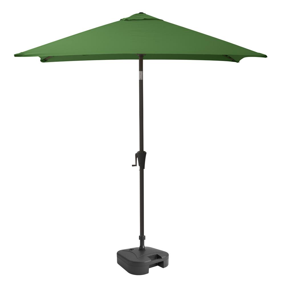 9ft Square Tilting Forest Green Patio Umbrella with Umbrella Base. Picture 1