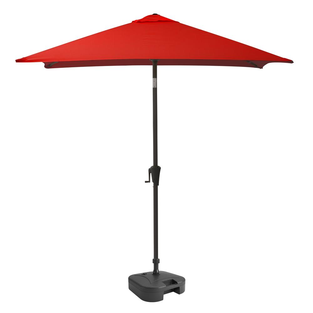9ft Square Tilting Crimson Red Patio Umbrella with Umbrella Base. Picture 1