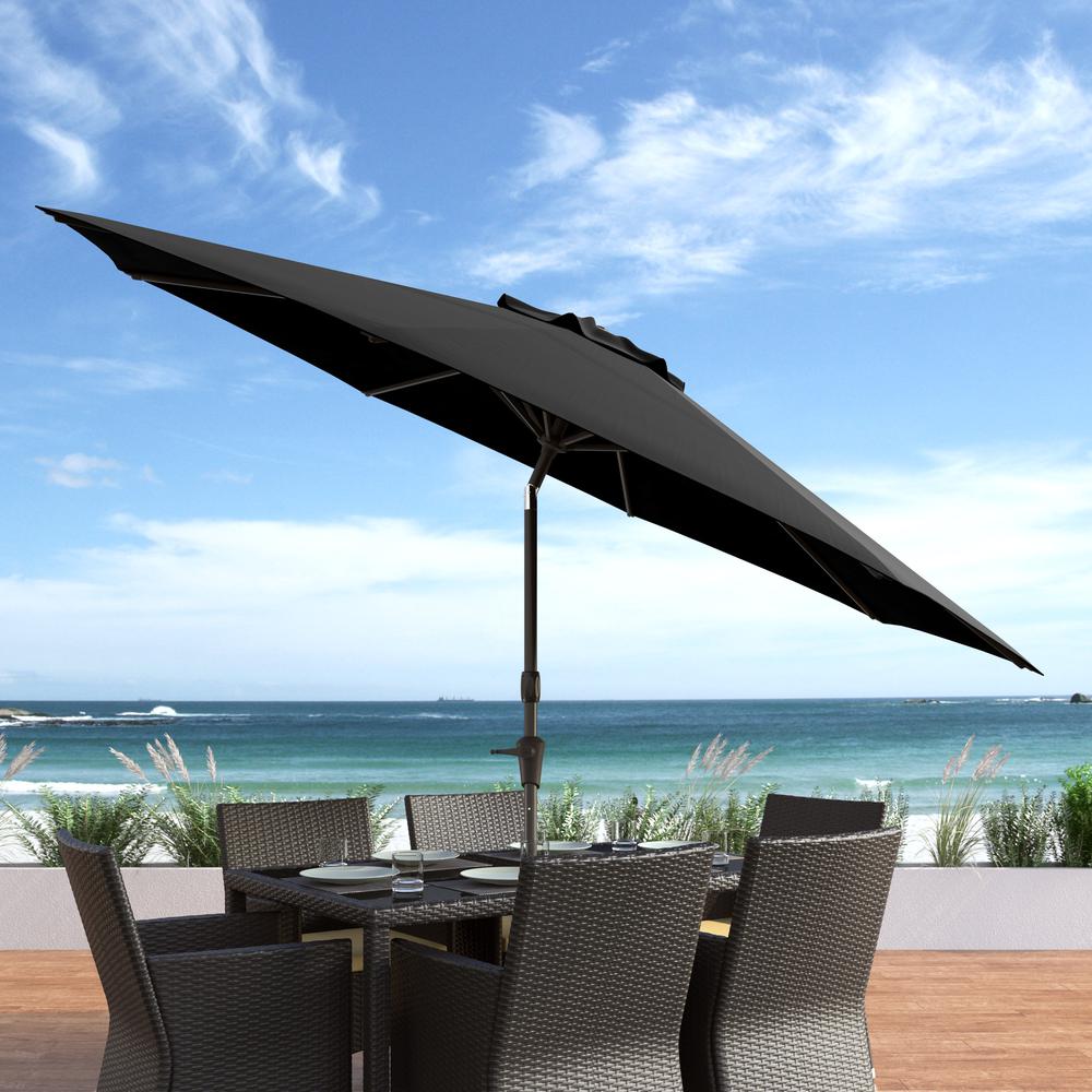 10ft UV and Wind Resistant Tilting Black Patio Umbrella and Base. Picture 2