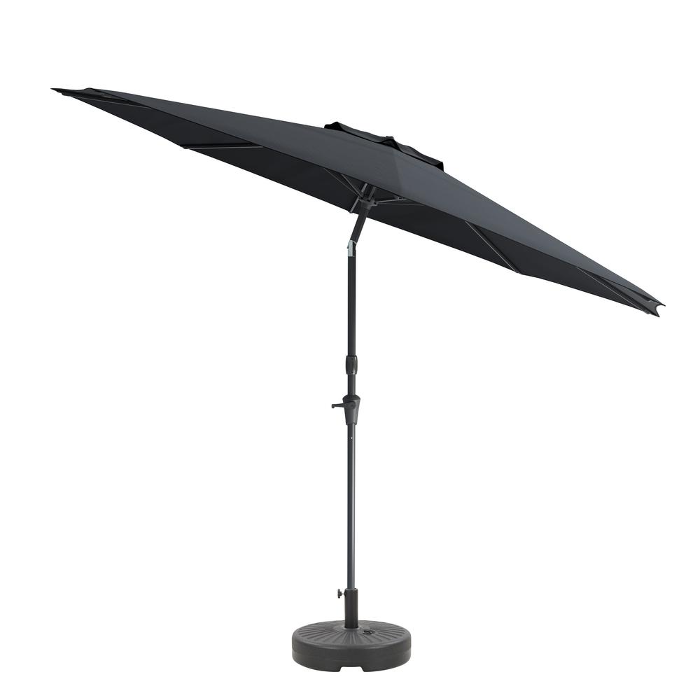 10ft UV and Wind Resistant Tilting Black Patio Umbrella and Base. Picture 1