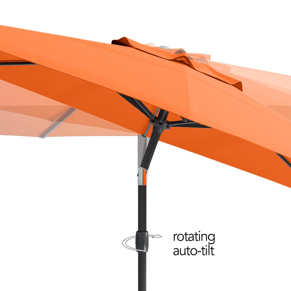 10ft UV and Wind Resistant Tilting Orange Patio Umbrella and Base. Picture 8