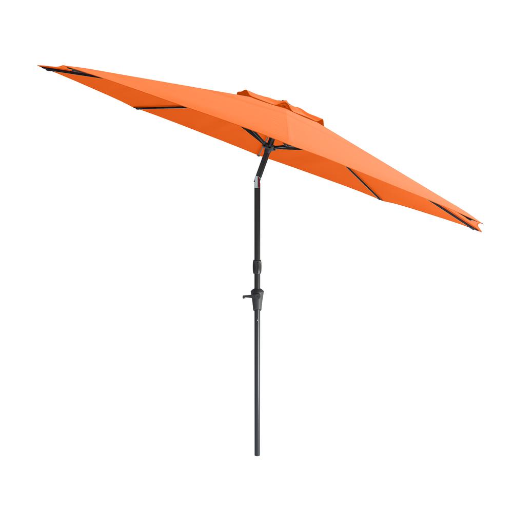 10ft UV and Wind Resistant Tilting Orange Patio Umbrella and Base. Picture 3