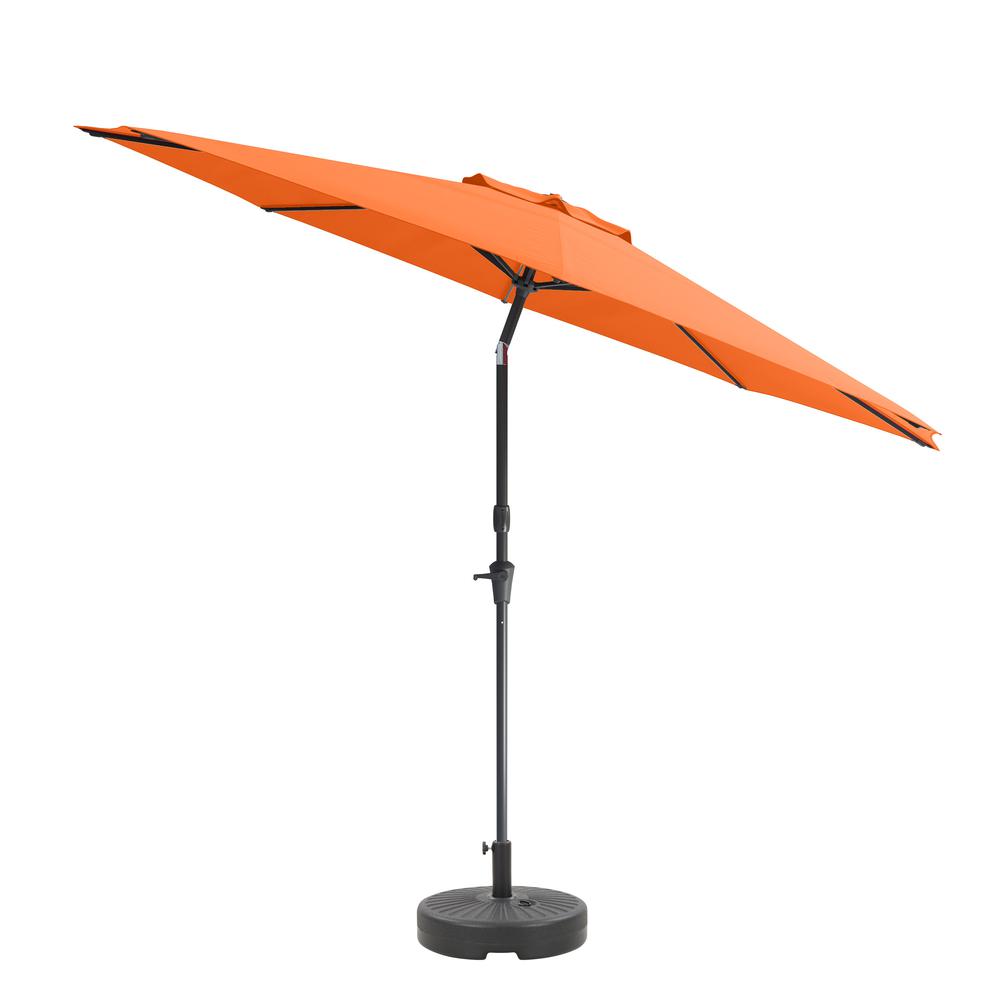 10ft UV and Wind Resistant Tilting Orange Patio Umbrella and Base. Picture 1