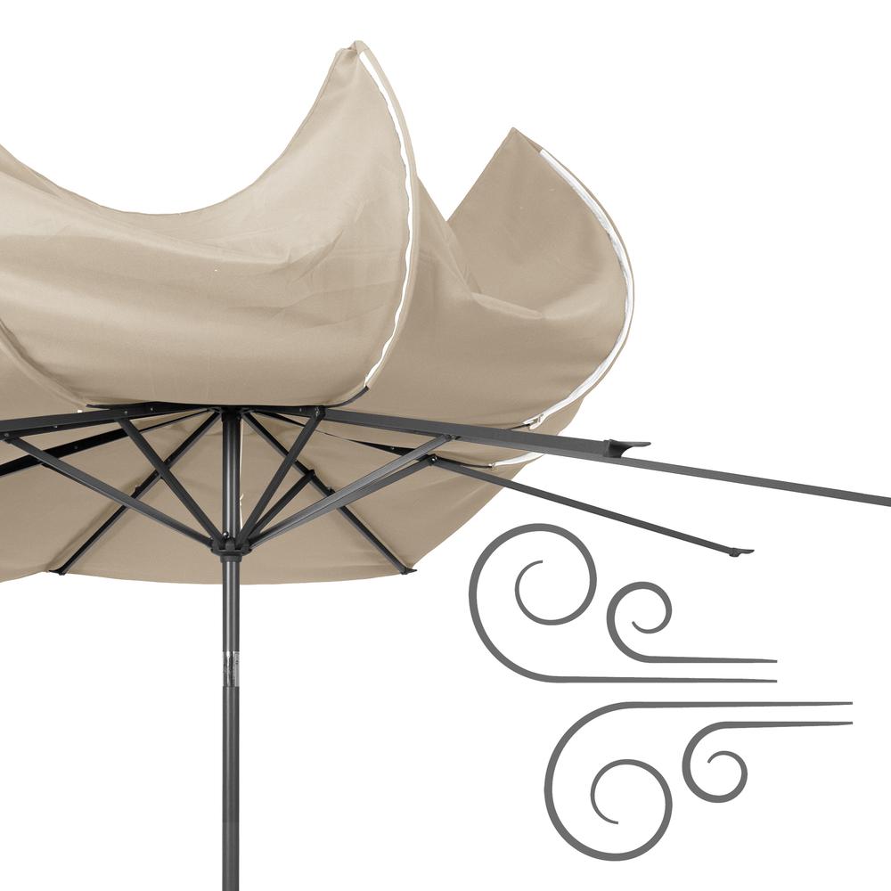 10ft UV and Wind Resistant Tilting Warm White Patio Umbrella and Base. Picture 9