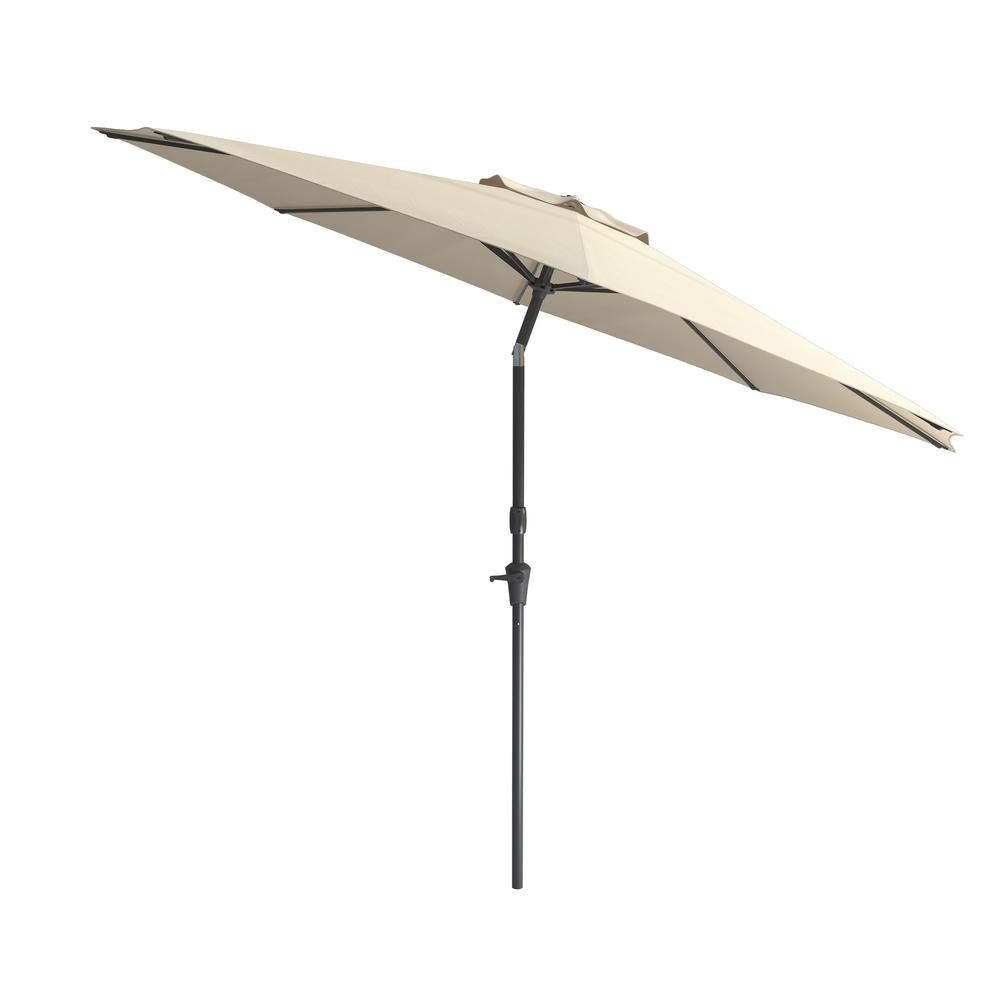 10ft UV and Wind Resistant Tilting Warm White Patio Umbrella and Base. Picture 3