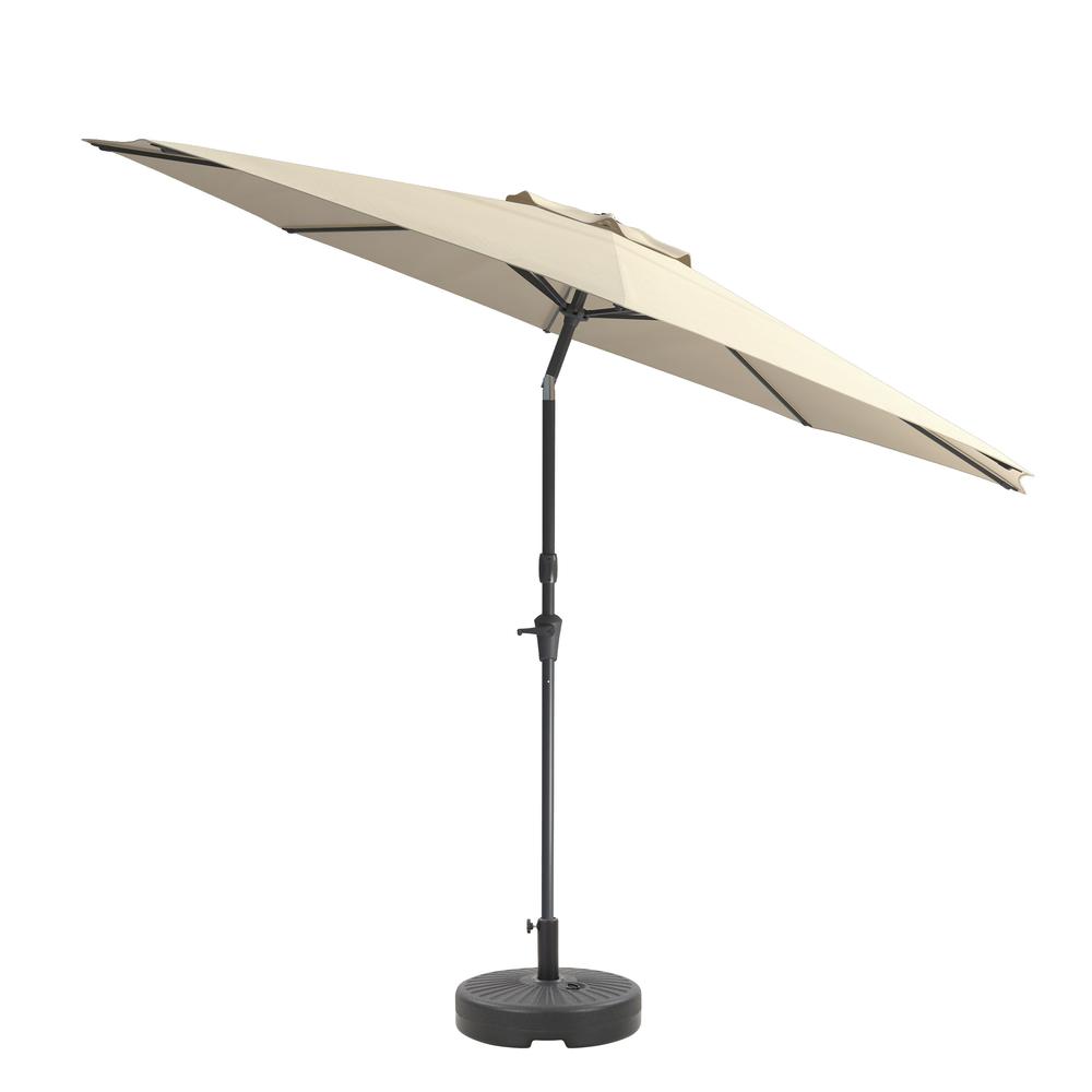 10ft UV and Wind Resistant Tilting Warm White Patio Umbrella and Base. Picture 1