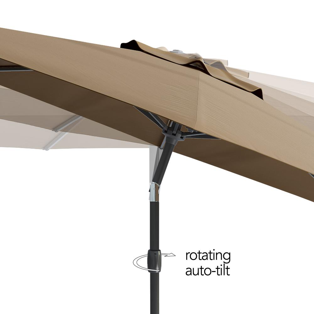 Wind Resistant Tilting Patio Umbrella in Sandy Brown. Picture 5