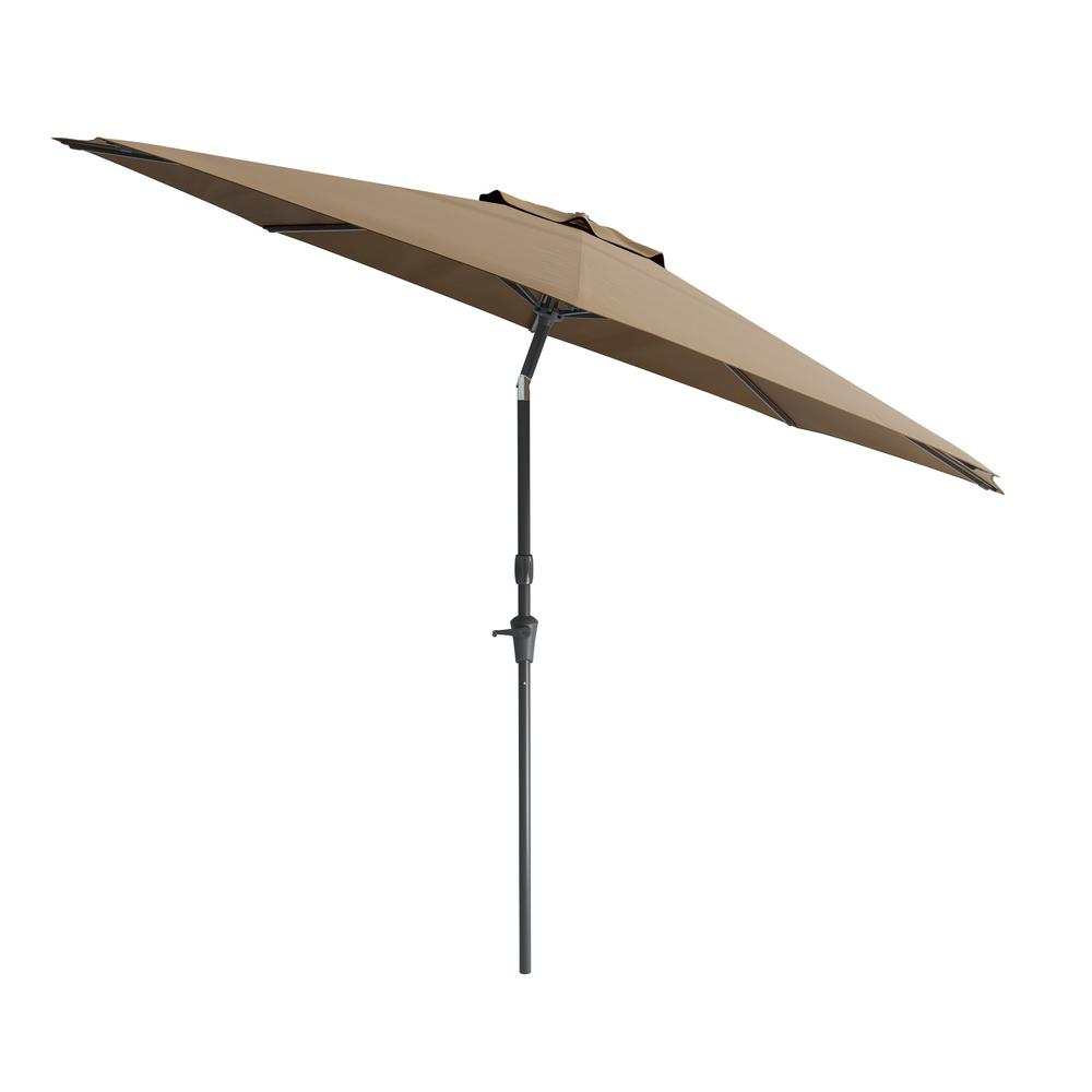 Wind Resistant Tilting Patio Umbrella in Sandy Brown. Picture 1
