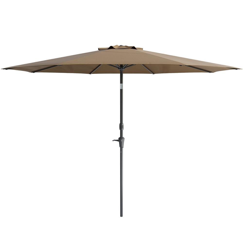 Wind Resistant Tilting Patio Umbrella in Sandy Brown. Picture 2