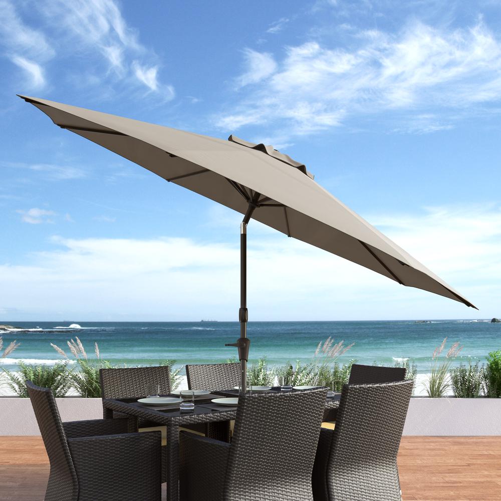 Wind Resistant Tilting Patio Umbrella in Sand Grey. Picture 3