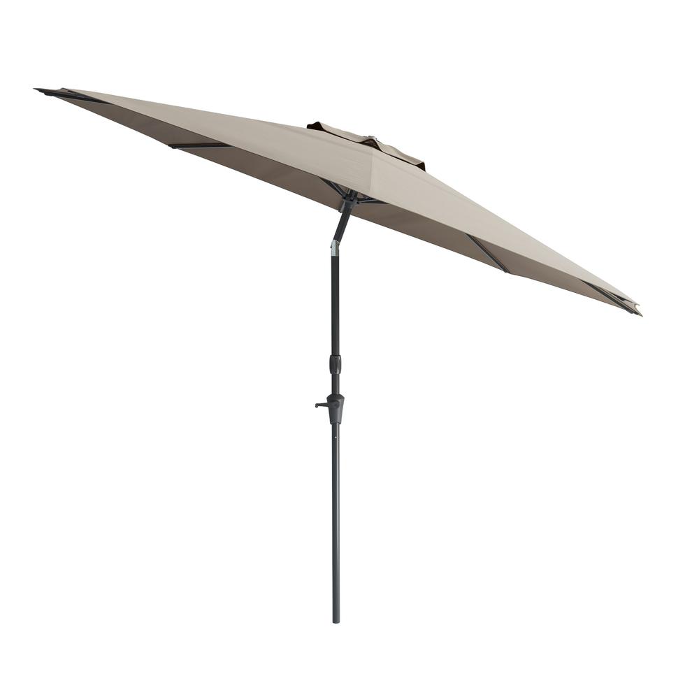 Wind Resistant Tilting Patio Umbrella in Sand Grey. Picture 1