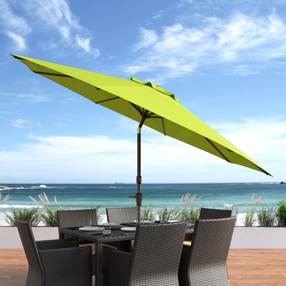 10ft UV and Wind Resistant Tilting Lime Green Patio Umbrella and Base. Picture 2