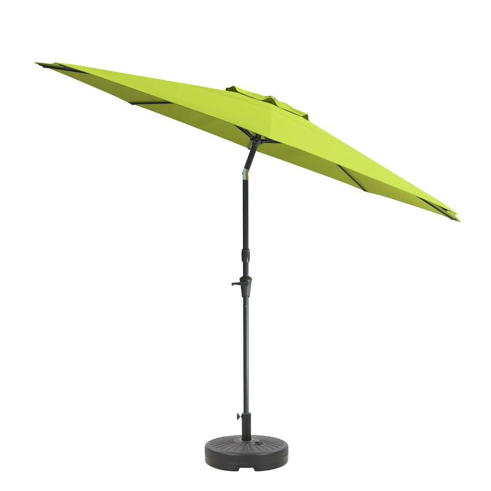 10ft UV and Wind Resistant Tilting Lime Green Patio Umbrella and Base. Picture 1