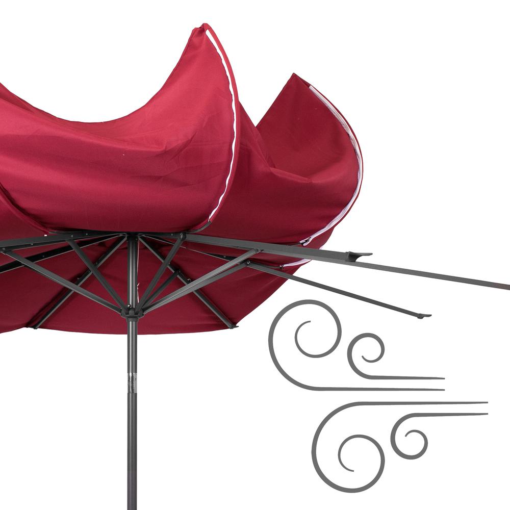 10ft UV and Wind Resistant Tilting Wine Red Patio Umbrella and Base. Picture 9