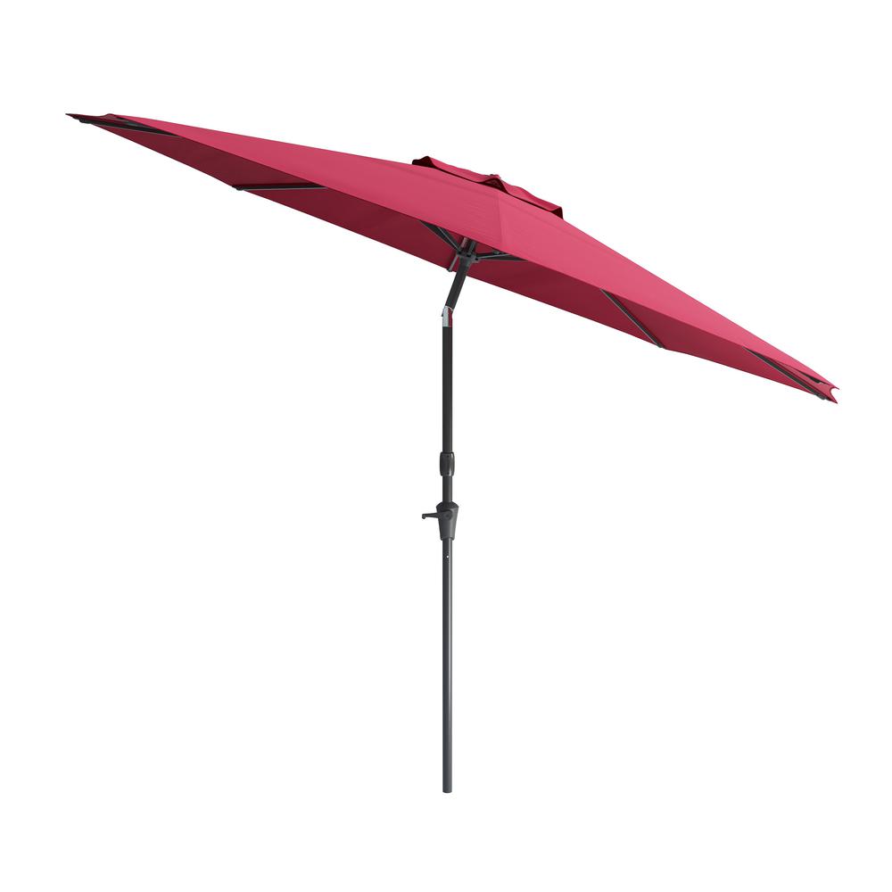 10ft UV and Wind Resistant Tilting Wine Red Patio Umbrella and Base. Picture 3