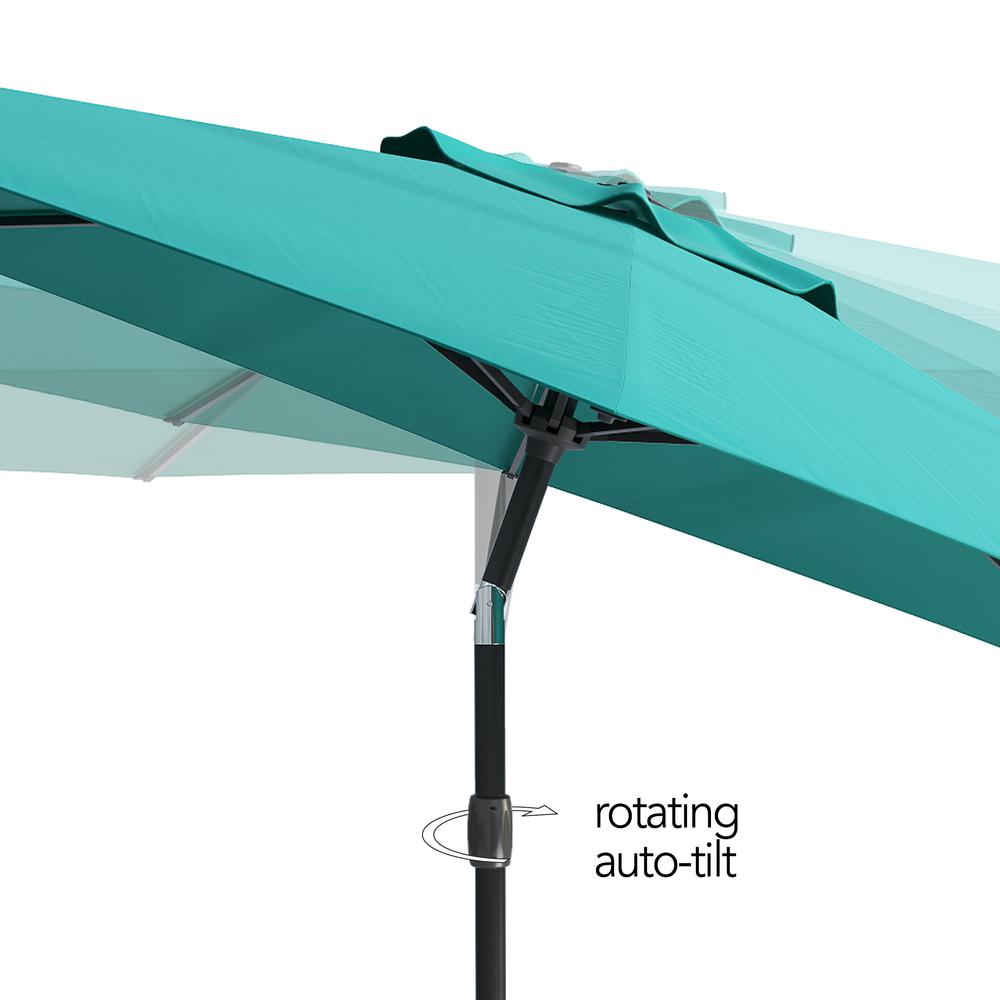 10ft UV and Wind Resistant Tilting Turquoise Blue Patio Umbrella and Base. Picture 8