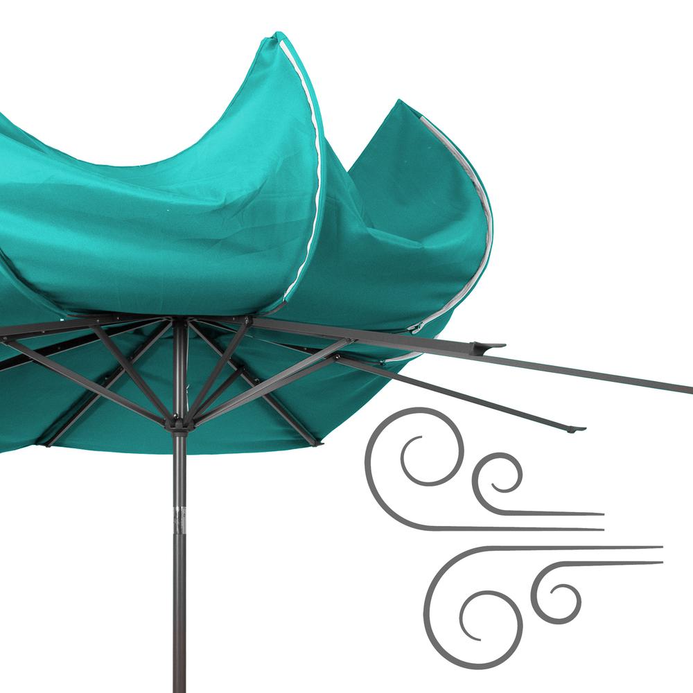 10ft UV and Wind Resistant Tilting Turquoise Blue Patio Umbrella and Base. Picture 9