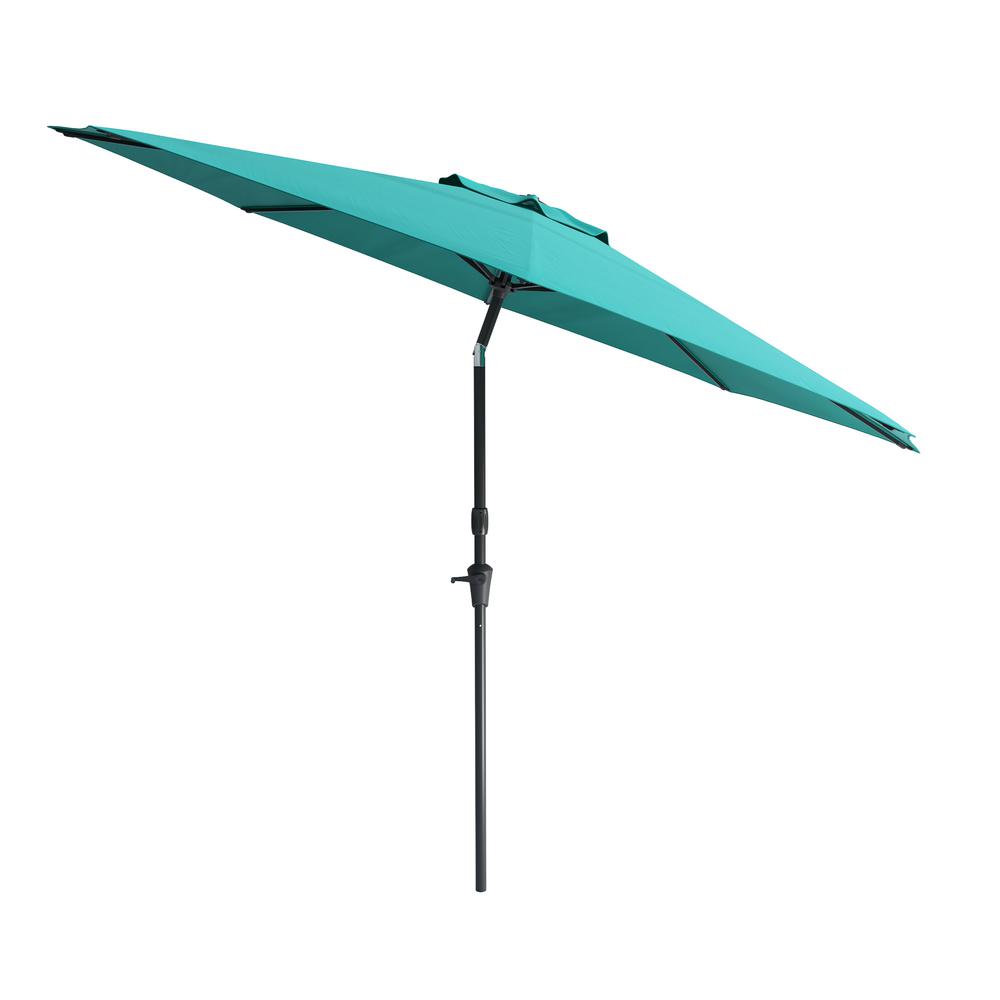 10ft UV and Wind Resistant Tilting Turquoise Blue Patio Umbrella and Base. Picture 3