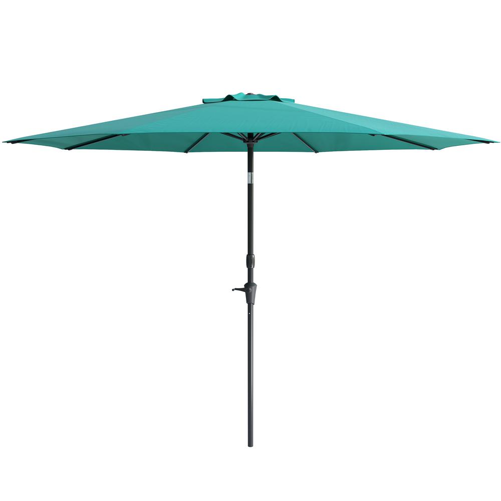 Wind Resistant Tilting Patio Umbrella in Turquoise Blue. Picture 2