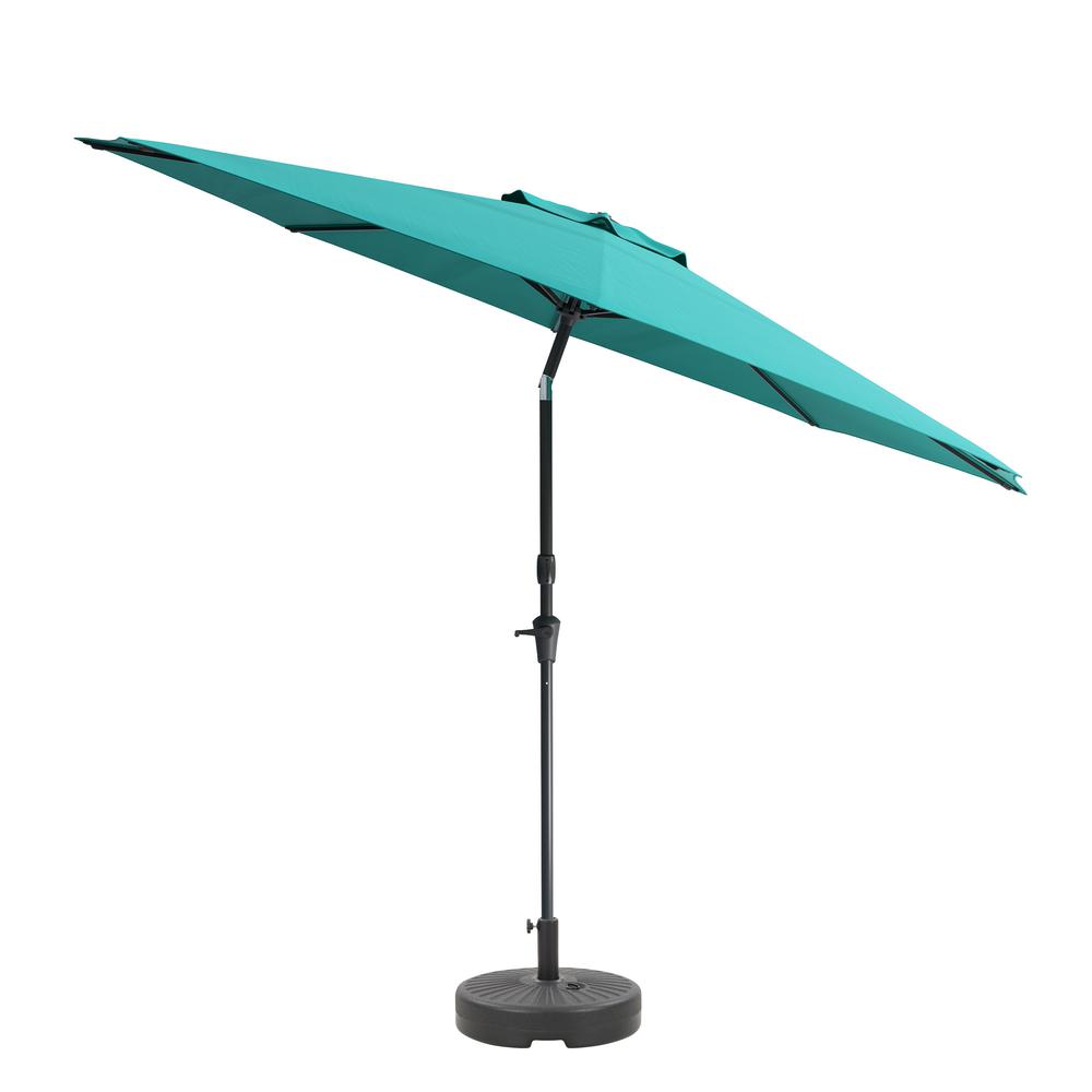 10ft UV and Wind Resistant Tilting Turquoise Blue Patio Umbrella and Base. Picture 1